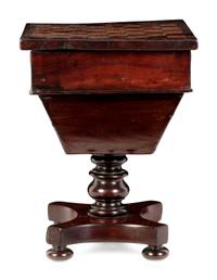 A Regency Inlaid Mahogany Sewing Box in the Form of a Game Table