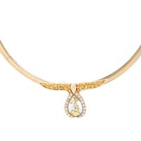 YELLOW GOLD, GOLD-IN-QUARTZ AND DIAMOND PENDANT/NECKLACE