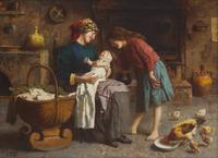 Eugenio Zampighi (Italian, 1859-1944) — Family in Interior