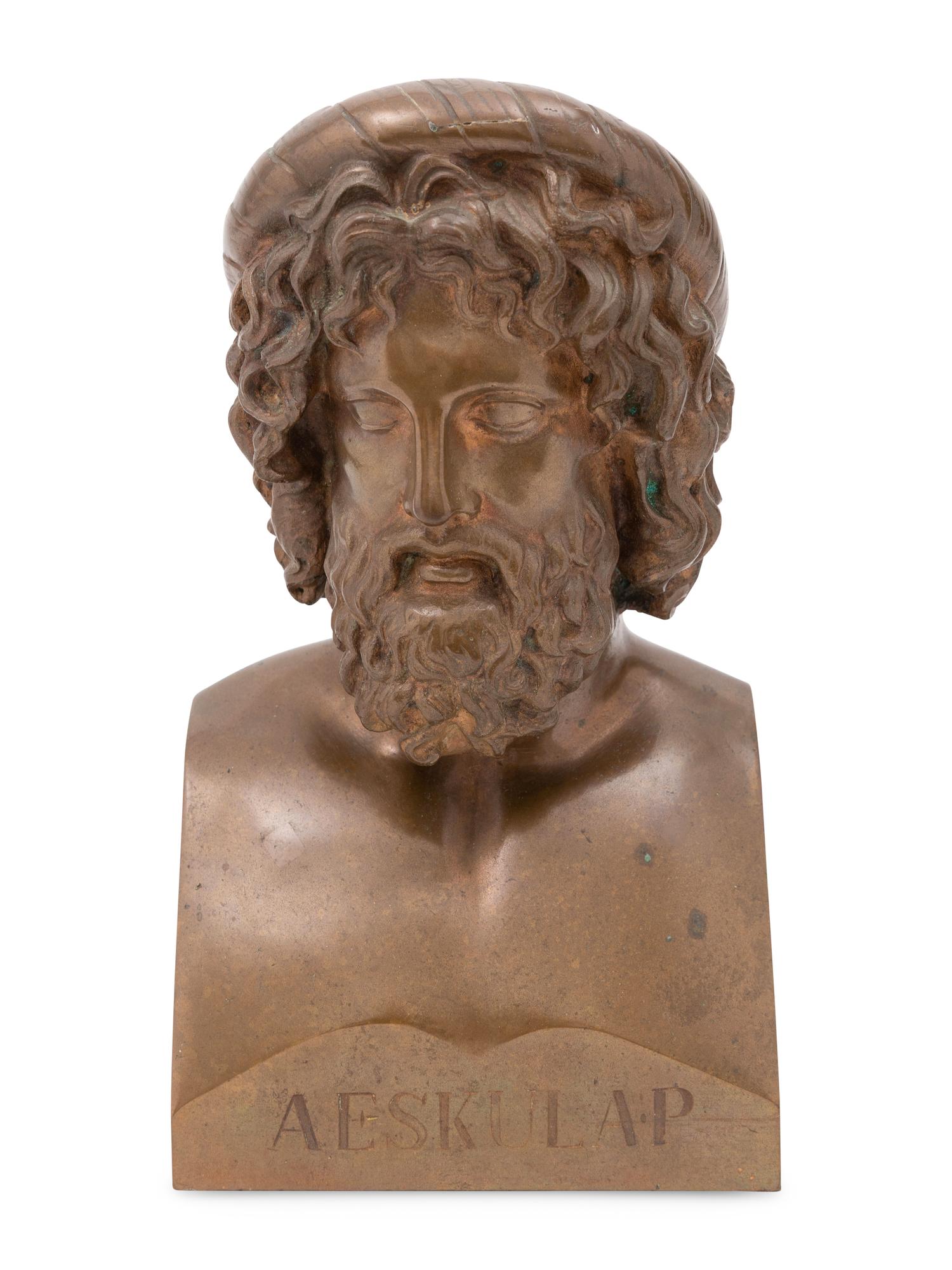 A Grand Tour Bronze Bust of Asclepius