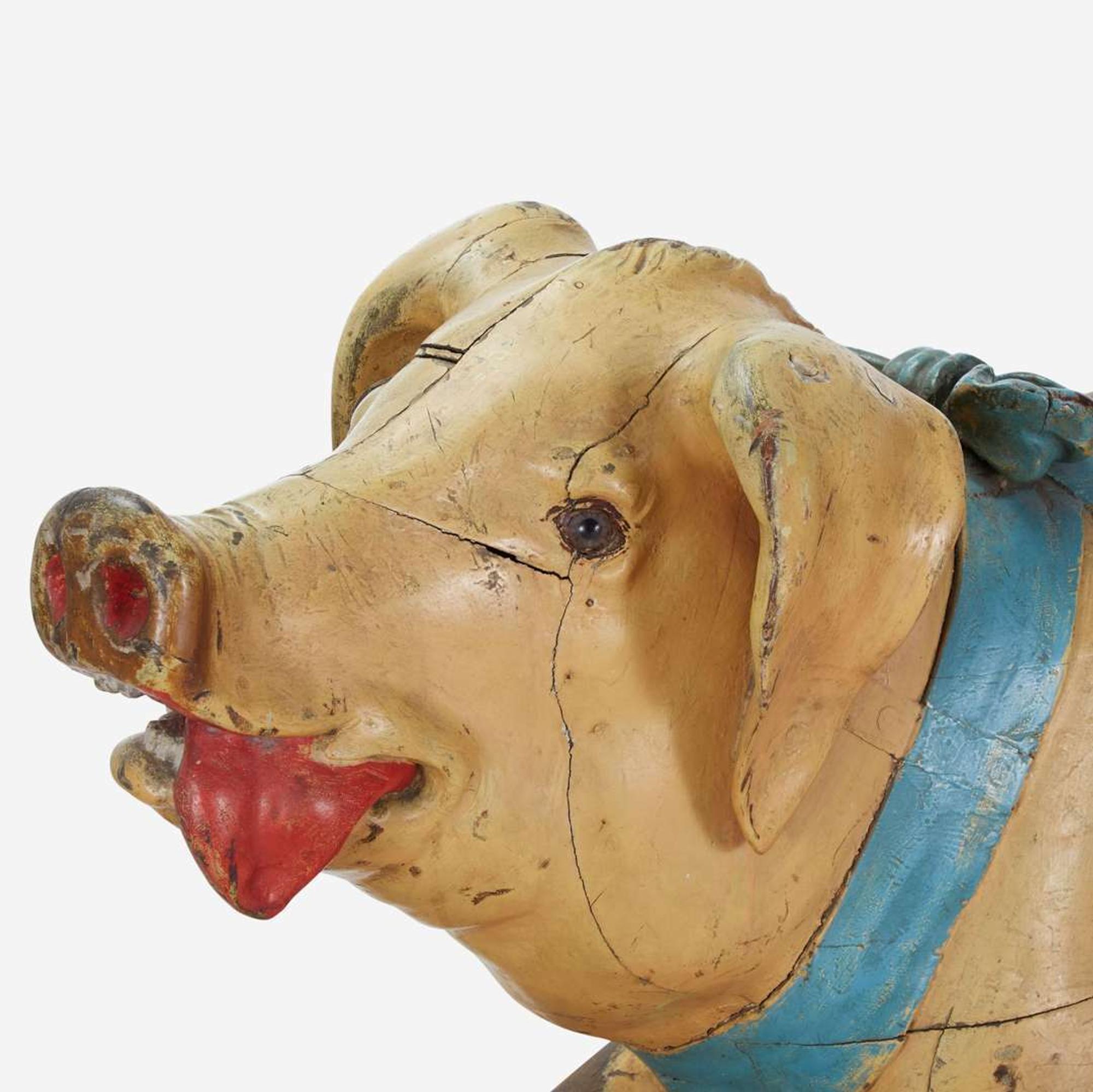 A carved and painted carousel pig Attributed to Gustave Bayol Carousel Company (active 1887-circa 1914), Angers, France