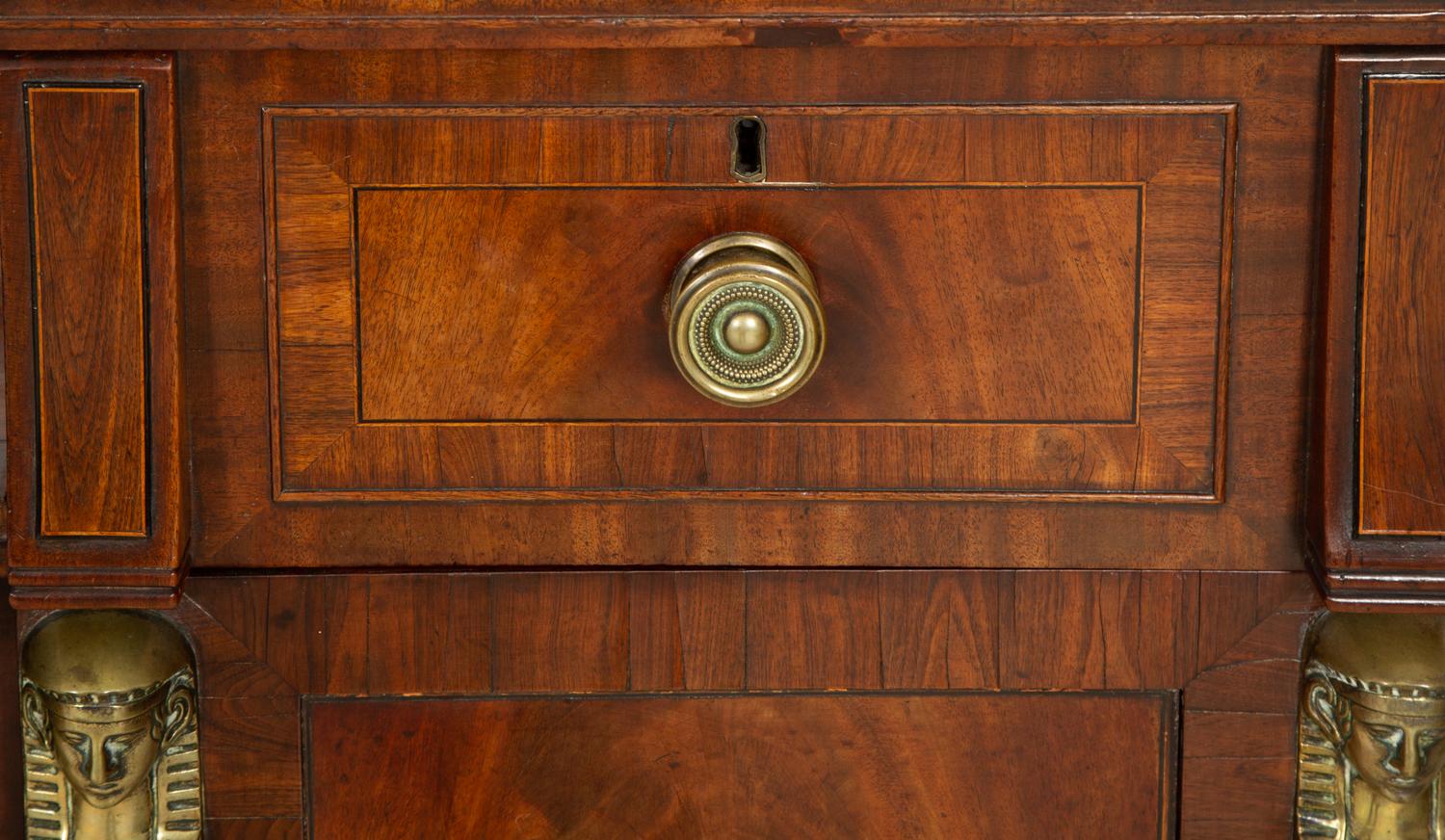 A Regency Gilt Bronze Mounted Mahogany Two-Pedestal Sideboard