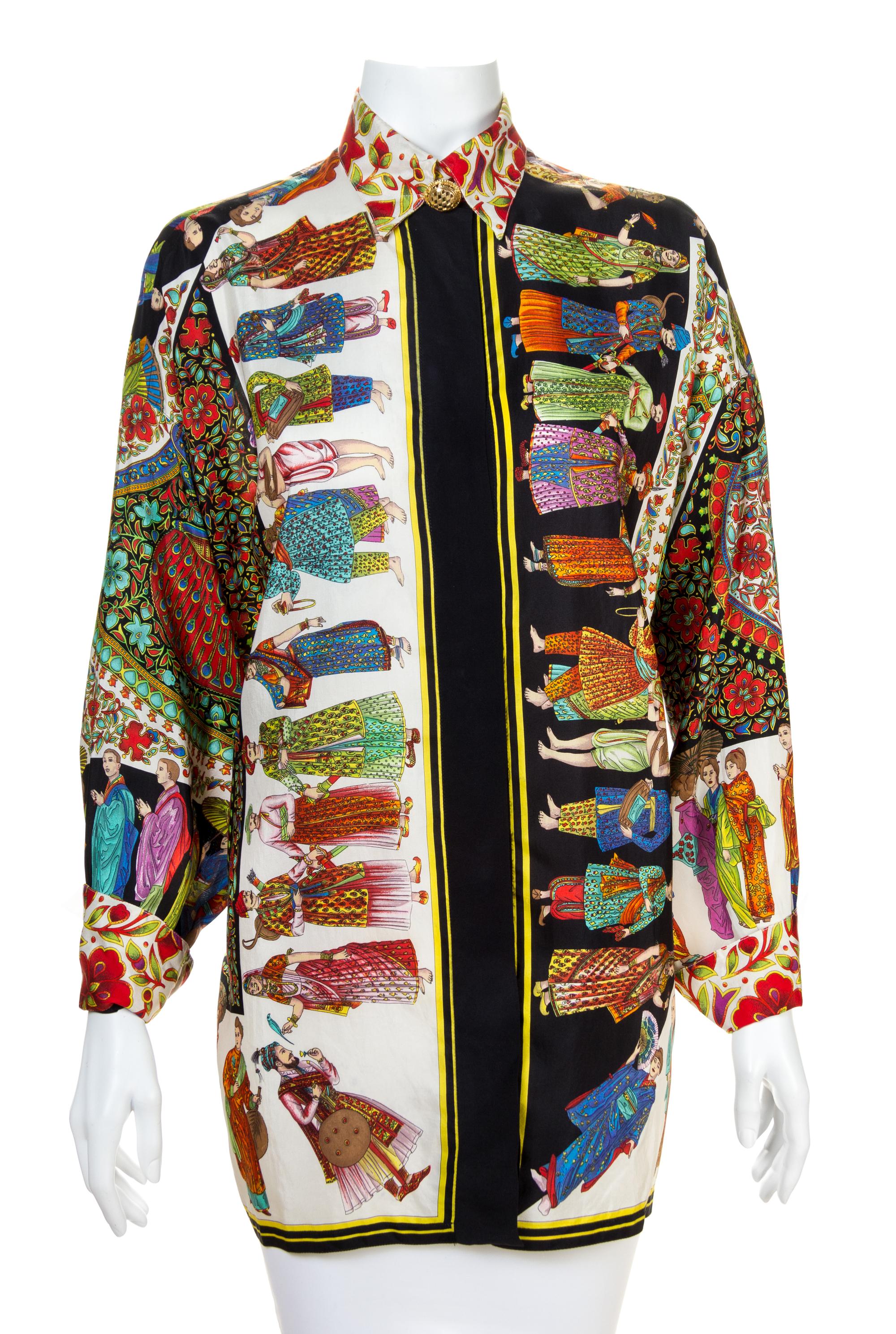 A Gianni Versace Silk Print Shirt, Size 44.