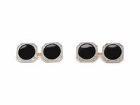 ONYX AND DIAMOND CUFFLINKS