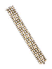 YELLOW DIAMOND, DIAMOND, AND BICOLOR GOLD BRACELET
