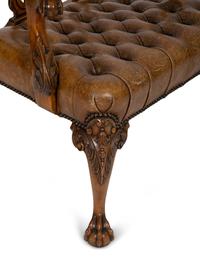 A George II Style Leather Upholstered Mahogany Armchair