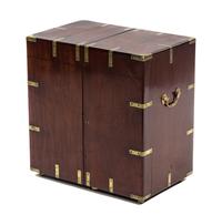 An English Brass Mounted Walnut Campaign Bookcase, 19TH CENTURY, Height 24 x width 15 x depth 23 inches (closed). — 19TH CENTURY,