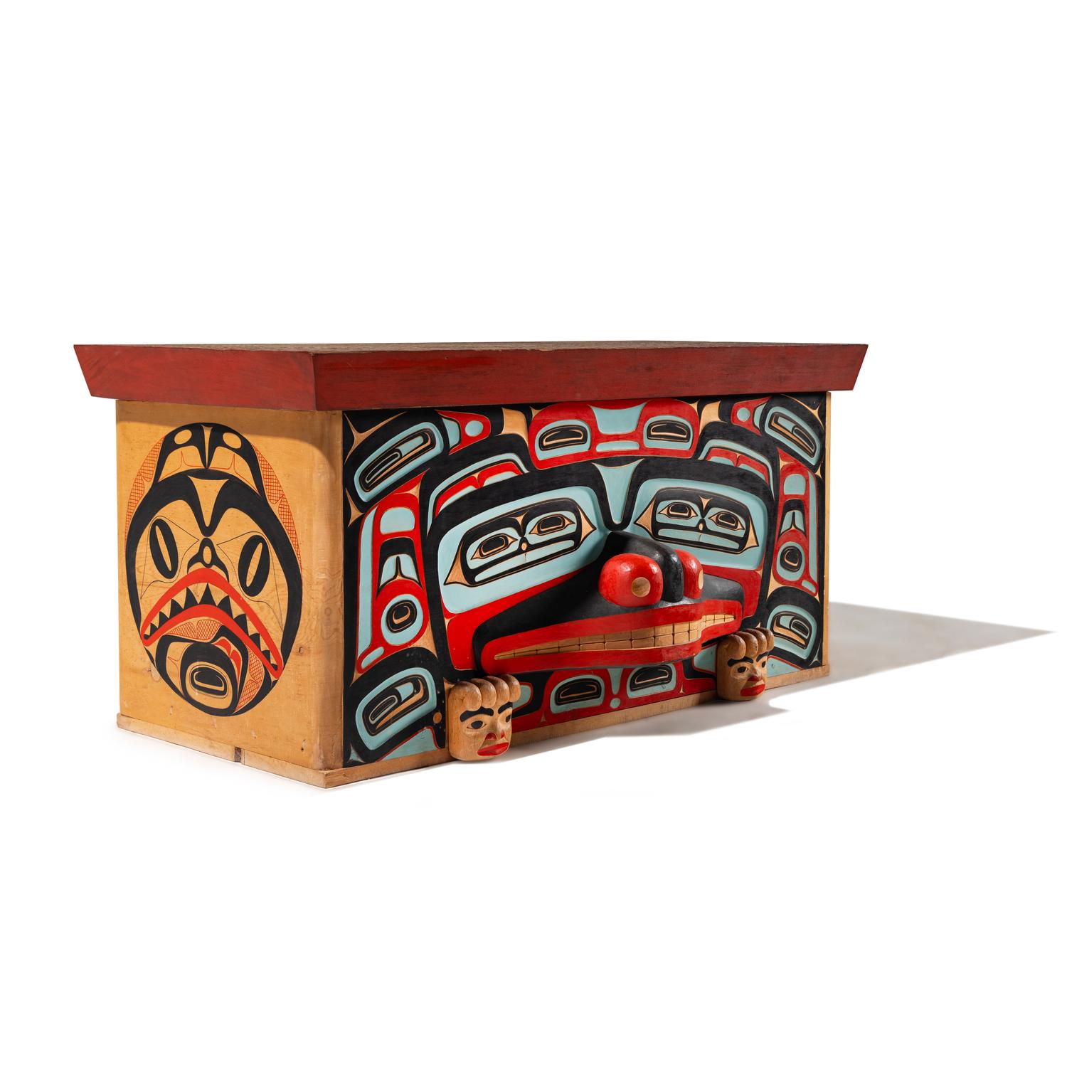 Colorfully Painted and Carved Bentwood Box