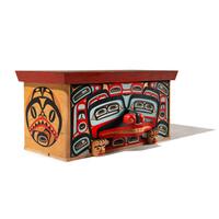 Colorfully Painted and Carved Bentwood Box