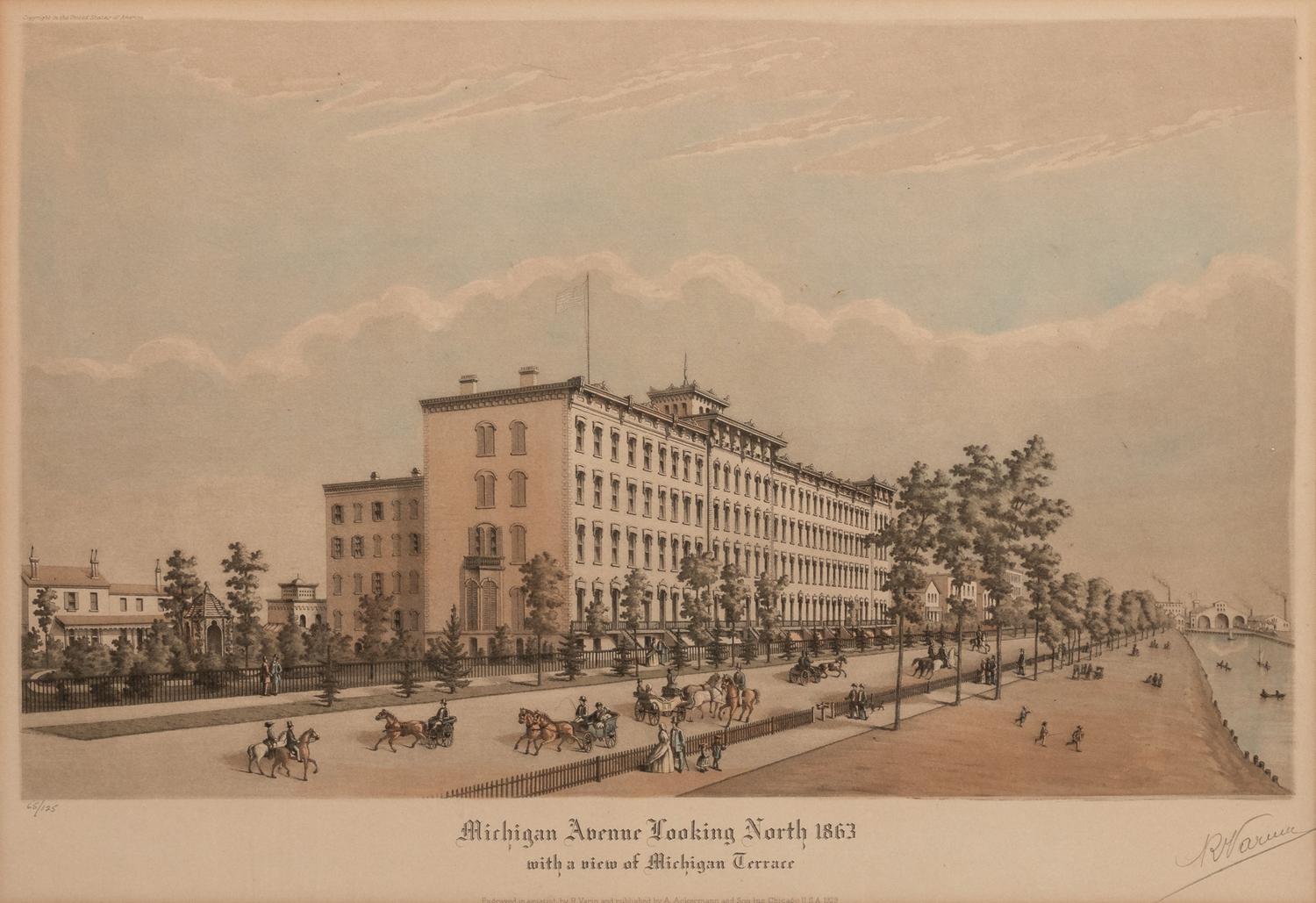 [CHICAGO]. VARIN, Raoul. A suite of 4 works depicting 19th century Chicago, including: