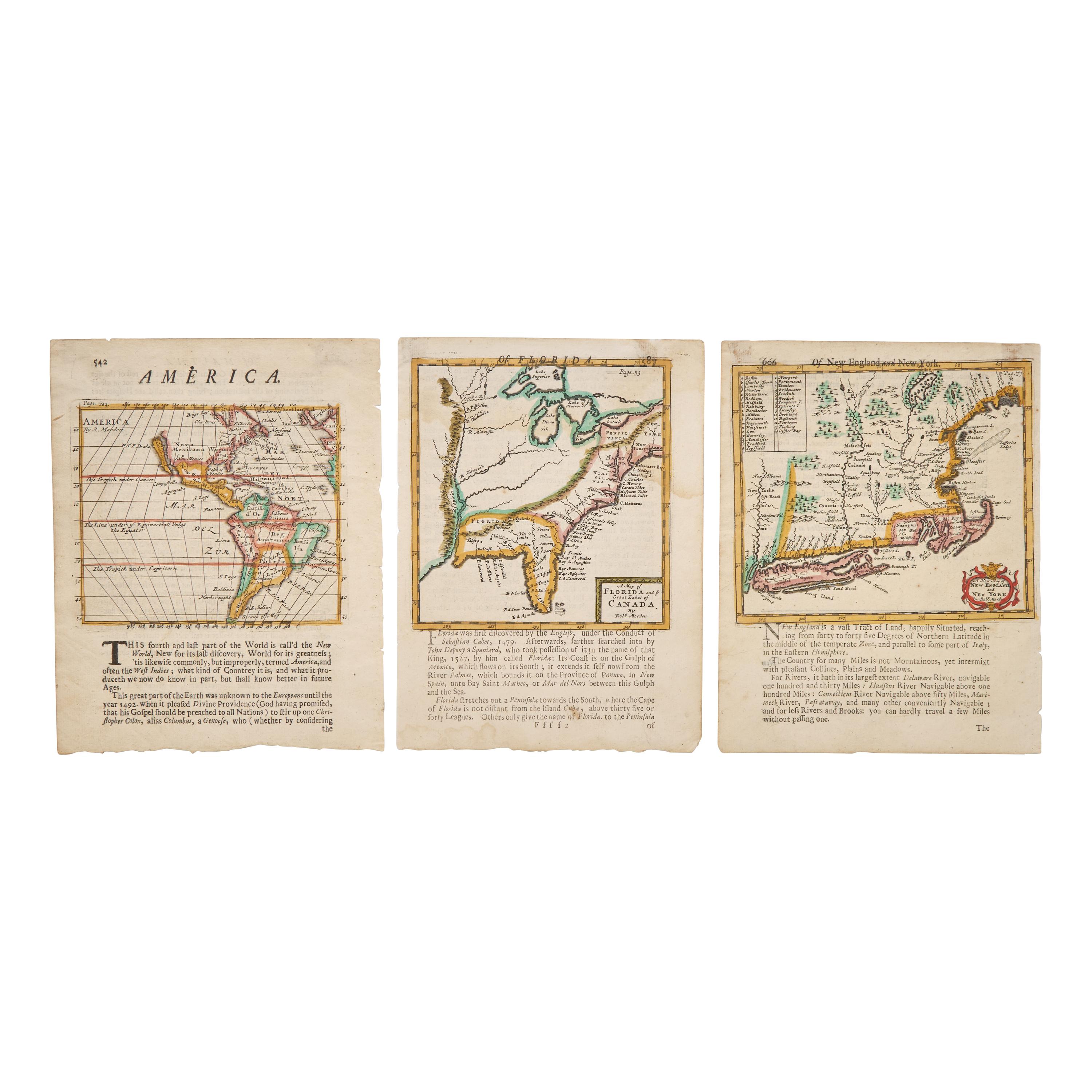 [Maps & Atlases] Morden, Robert. Group of 3 Maps of America