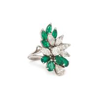 EMERALD AND DIAMOND CLUSTER RING