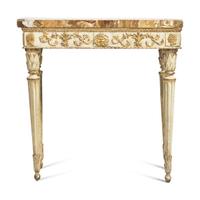 An Italian Neoclassical White-Painted and Parcel Gilt Jasper-Top Console Table