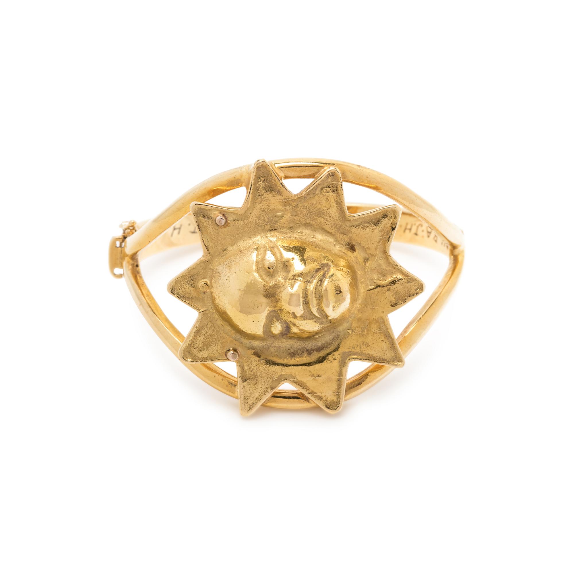 YELLOW GOLD SUN BANGLE BRACELET