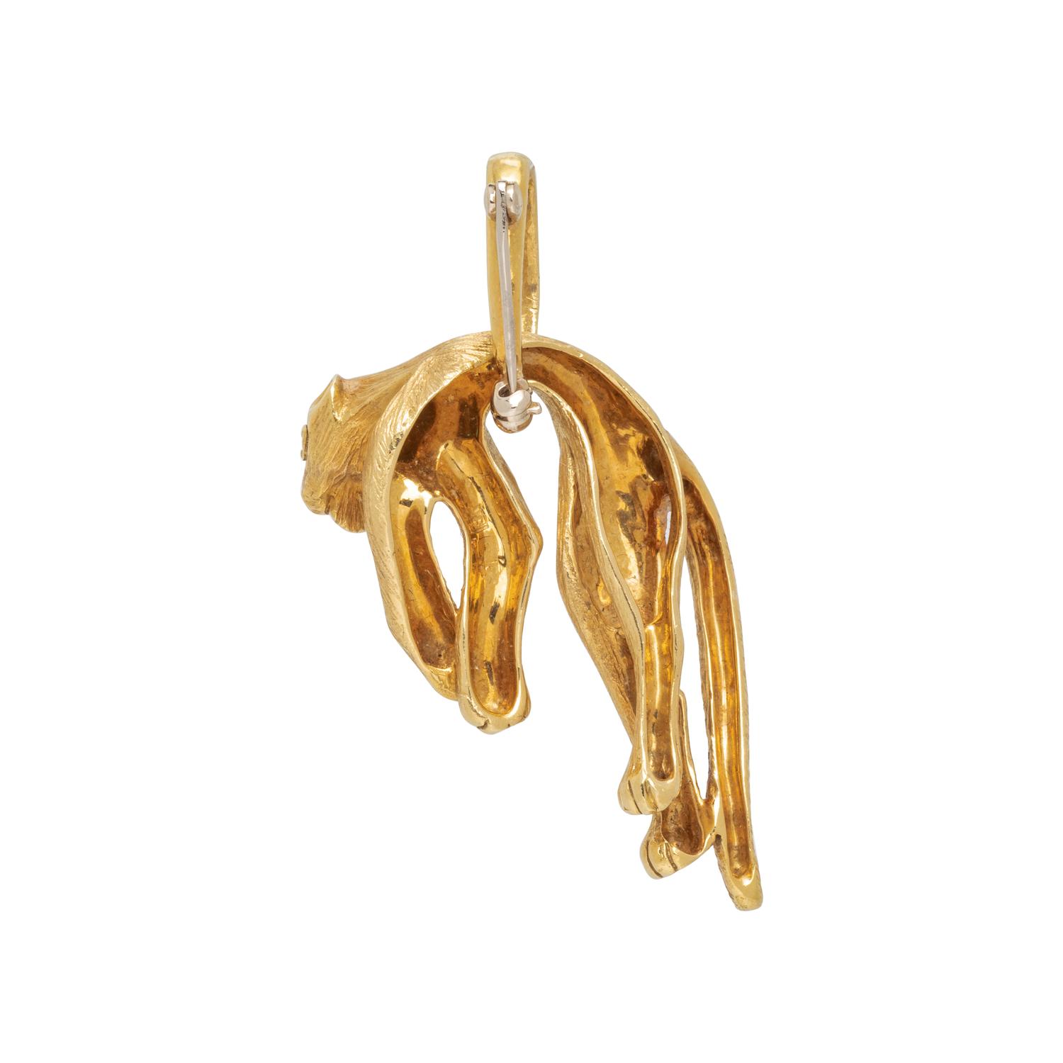 YELLOW GOLD PANTHER PENDANT/BROOCH NECKLACE