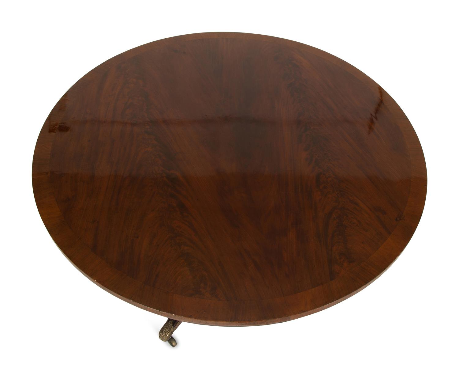 A Regency Figured Mahogany Crossbanded Center Table — 19th Century