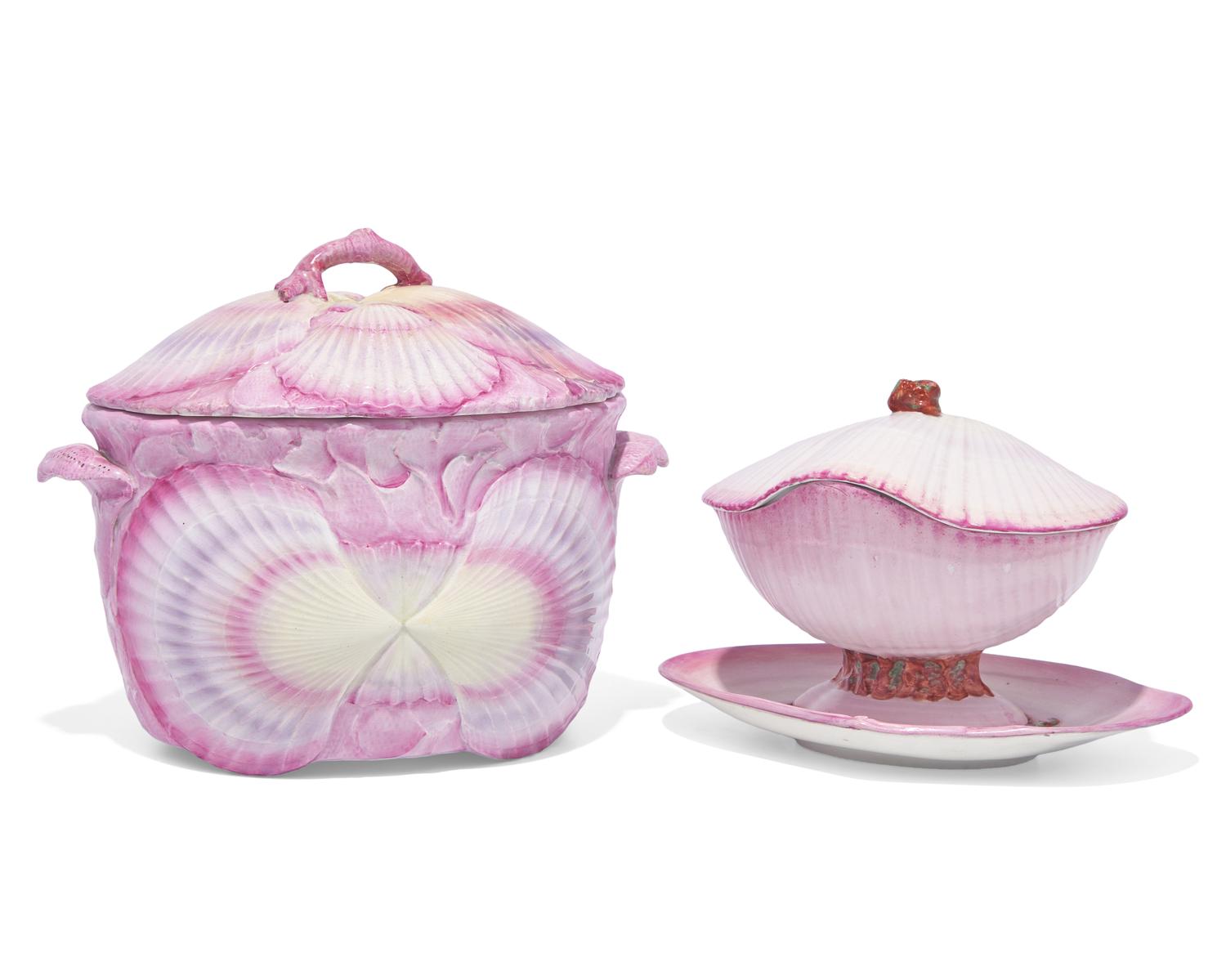Two Wedgwood Wreathed Shell Pearlware Serving Articles