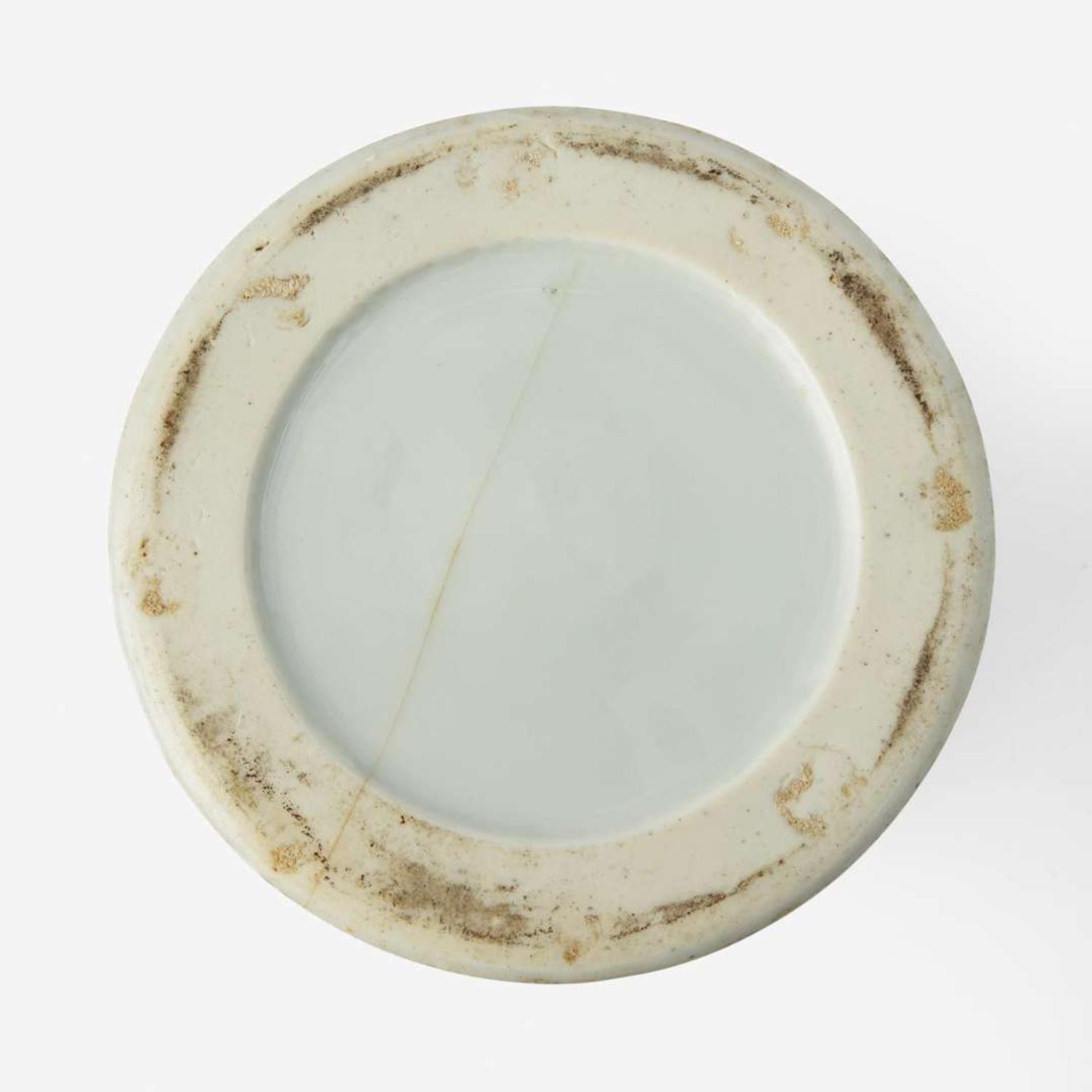 An unusual Chinese famille rose "Lotus and Crane" brush pot with poem 粉彩蓮鶴詩文筆筒