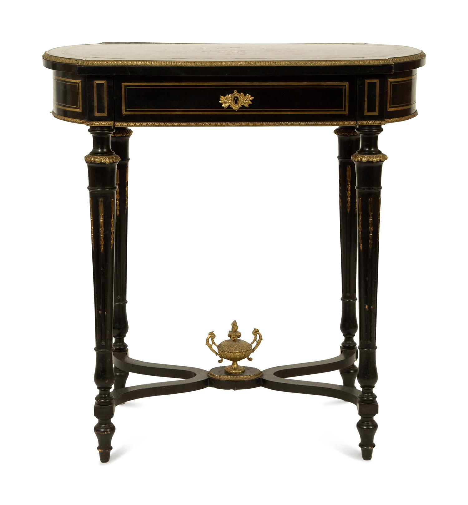 A Napoleon III Pewter and Brass Inlaid Ebonized Dressing Table — CIRCA 1870