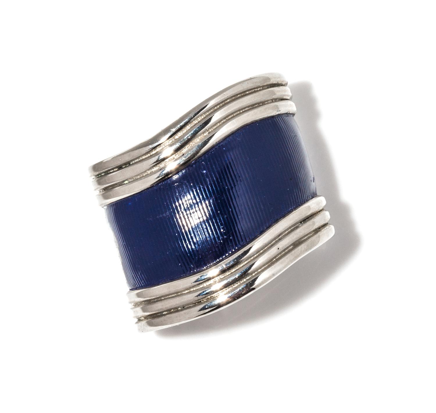 A Gianni Versace Navy Cuff, 5" x 2".