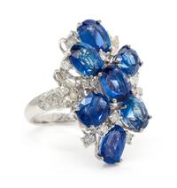 An 18 Karat White Gold, Sapphire and Diamond Ring, 8.25 dwts.