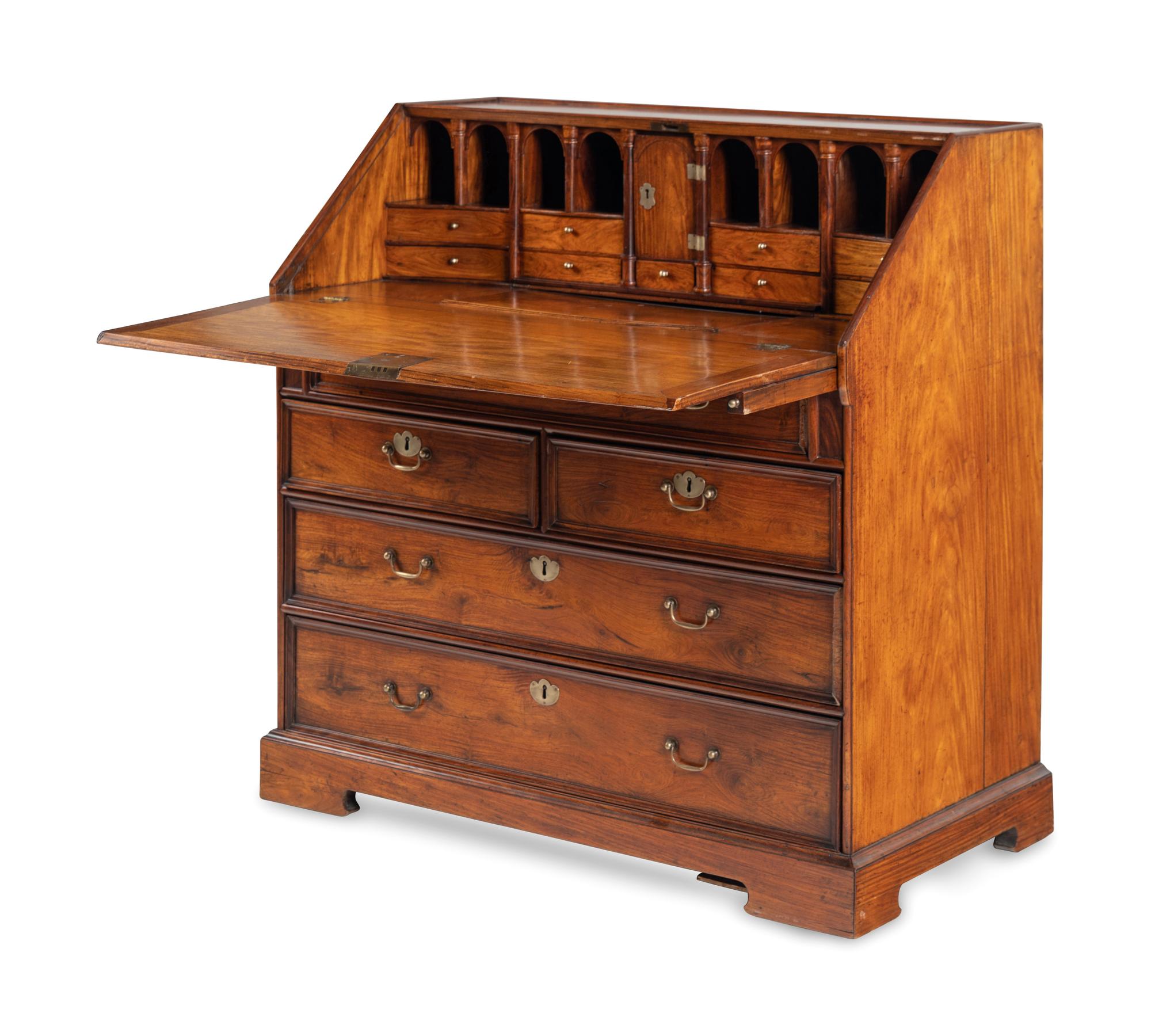 An Anglo-Indian Padouk Slant-Front Bureau