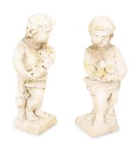 A Pair of Carved Stone Cherubs