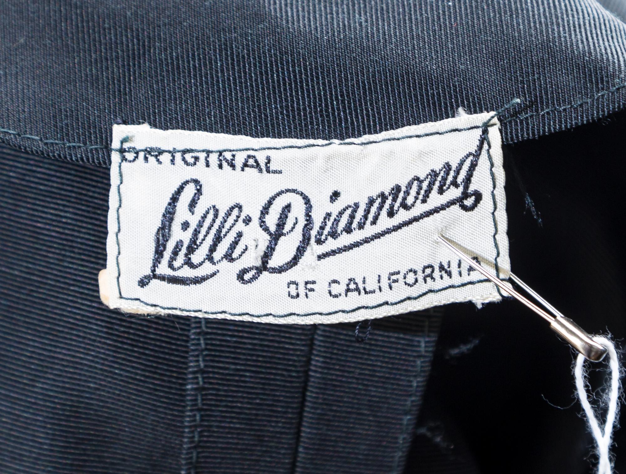 A Lilli Diamond Black Silk Dress and Coat Ensemble, No size.