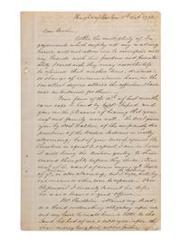 [WASHINGTON, George]. 19th century copy letter re. General Howe, New York retreat, Native American matters.