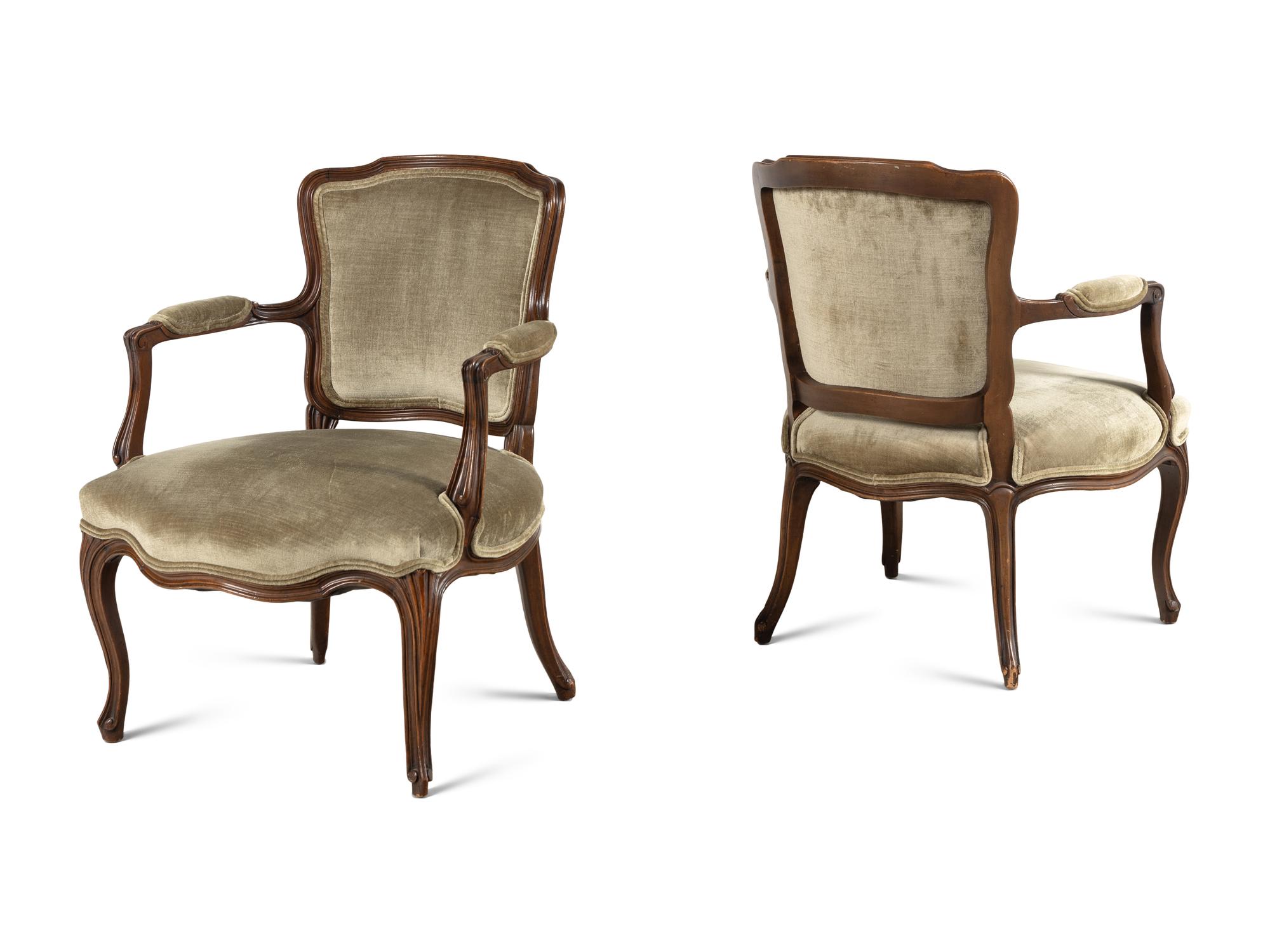 A Pair of Louis XV Style Fauteuils