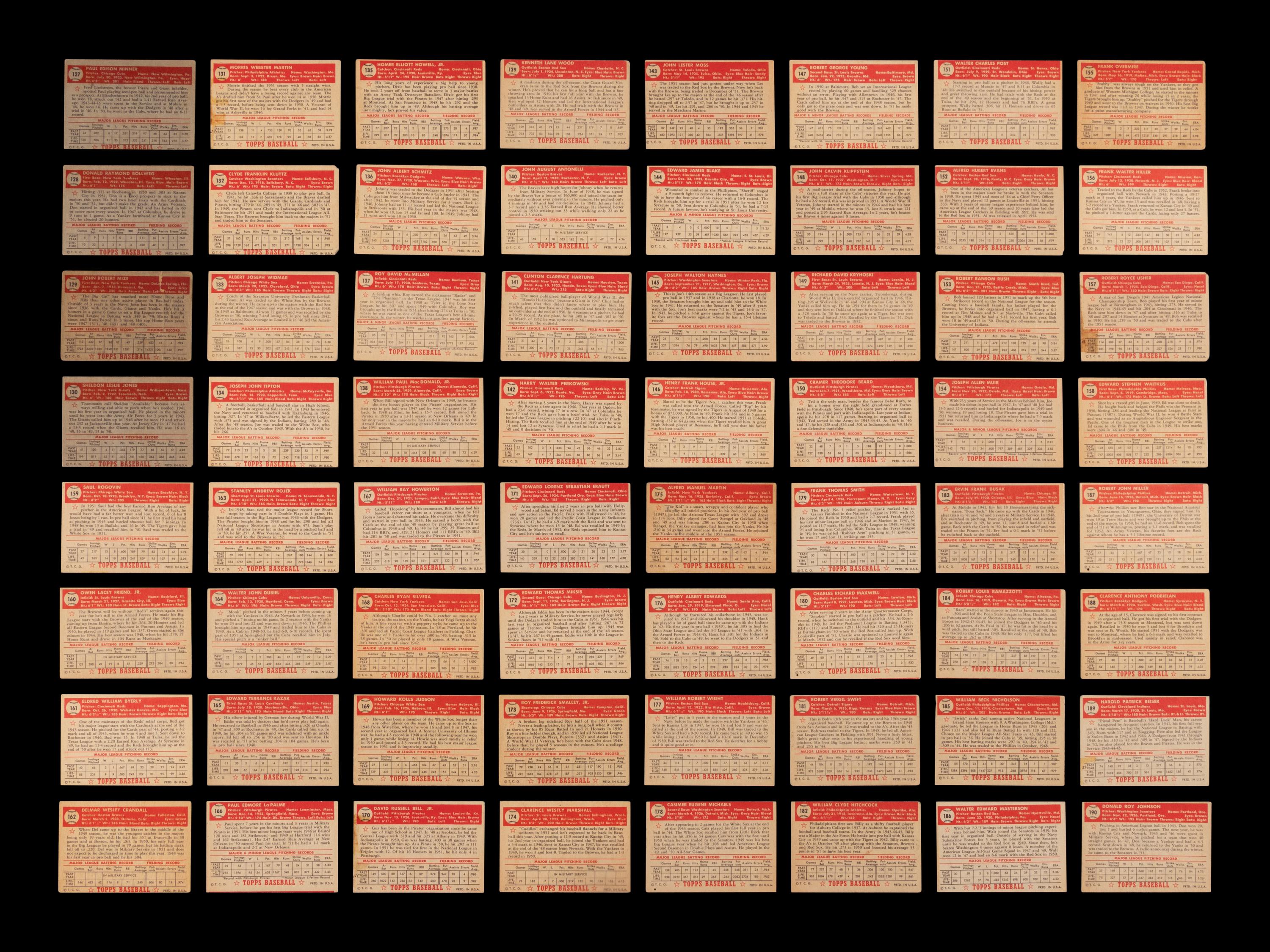 A Near Set of 1952 Topps Baseball Cards (402/407) Featuring 93 High Numbers