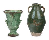 Two Green Glazed Pottery Articles