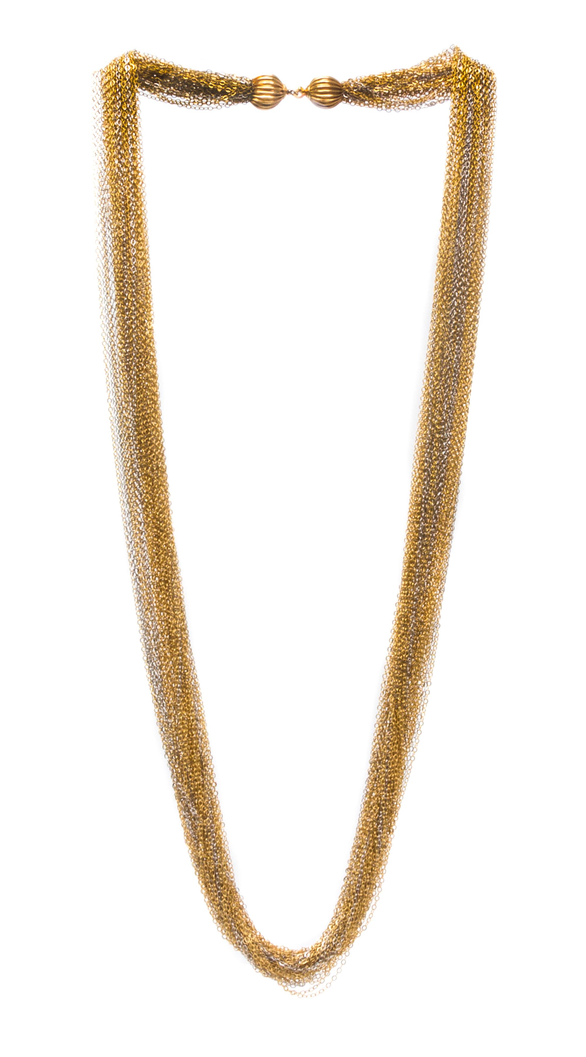 A 14 Karat Bicolor Gold Multistrand Necklace, 24.00 dwts.