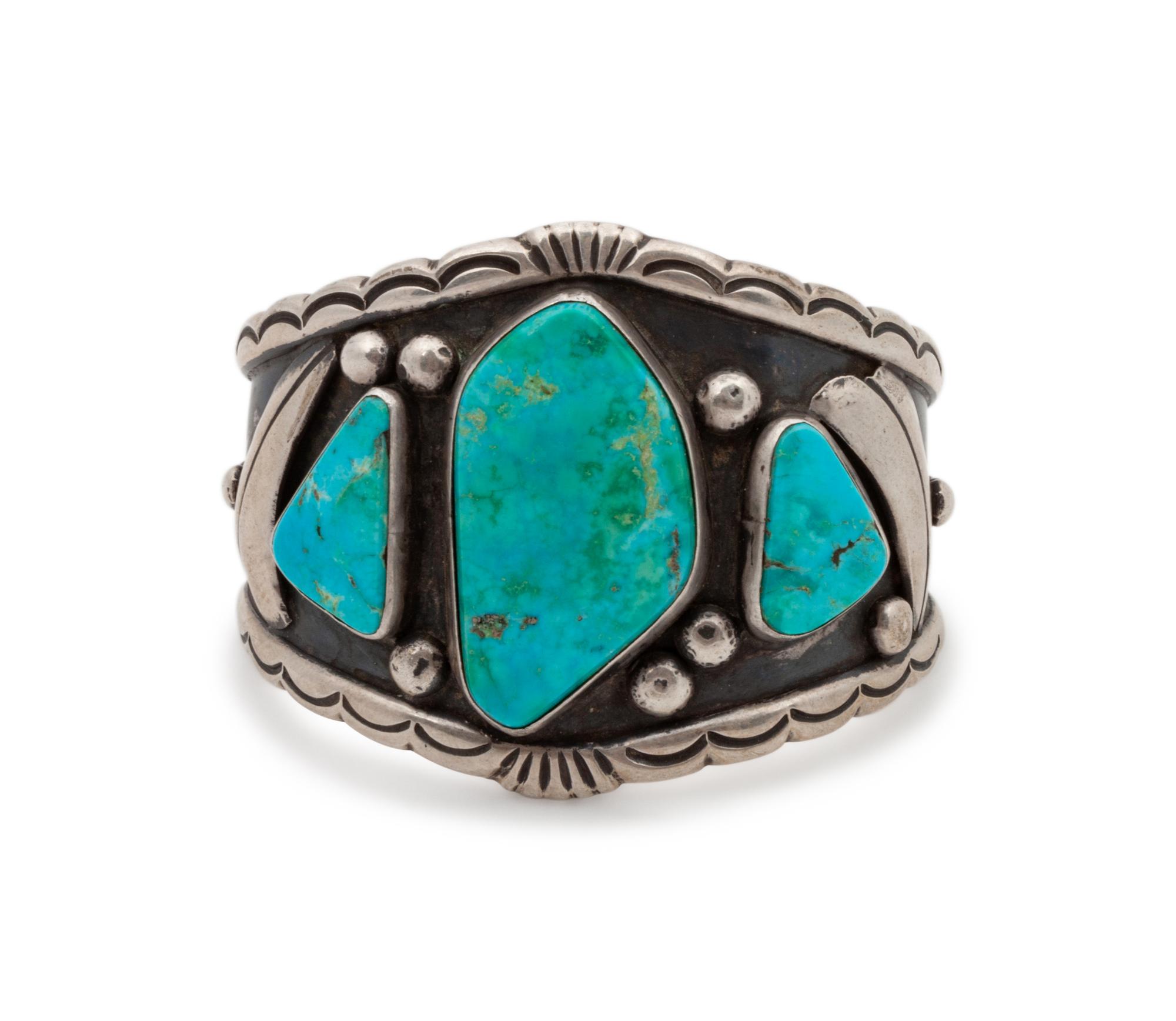 Navajo Silver and Turquoise Cuff Bracelet