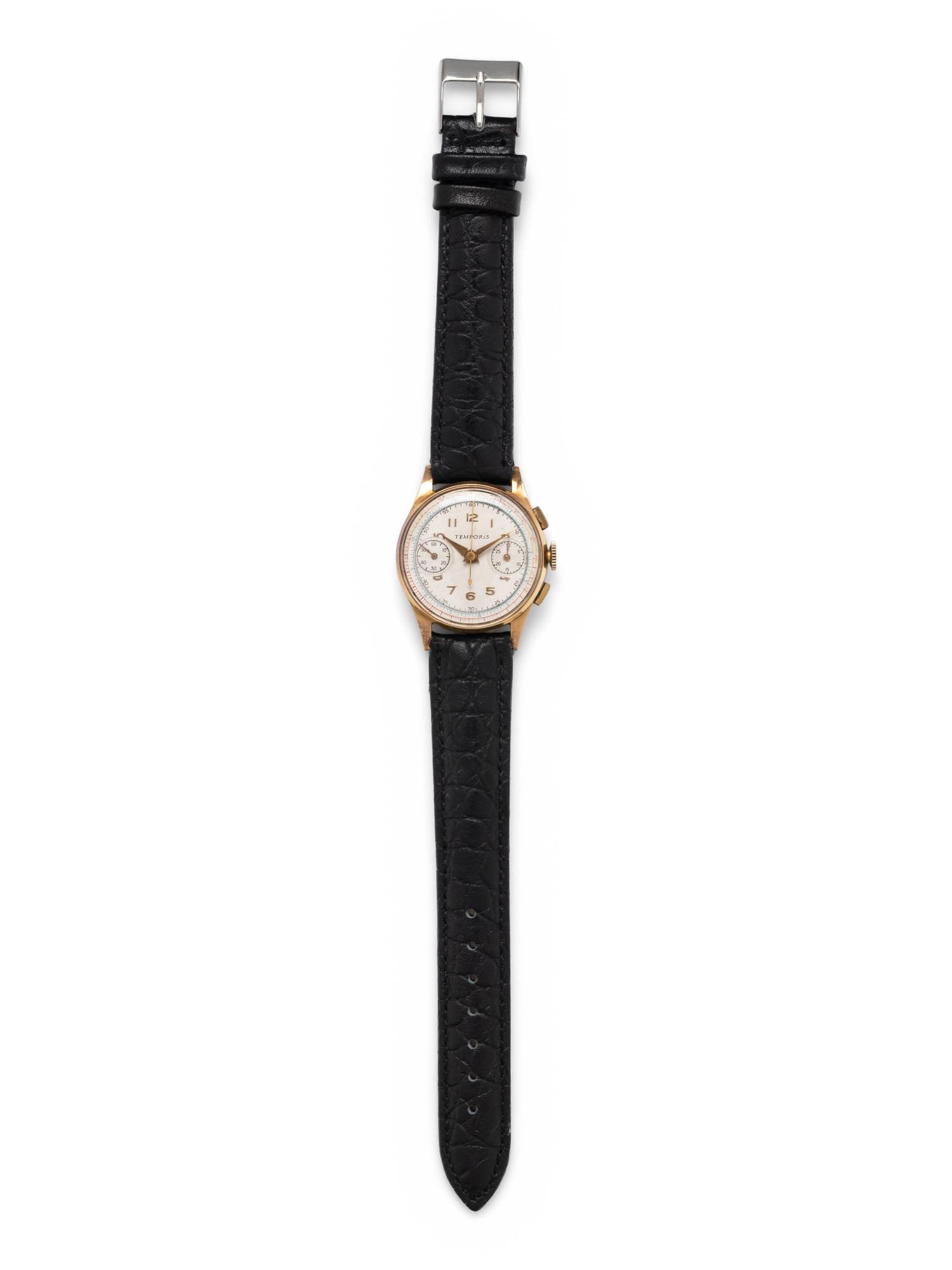 TEMPORIS, VINTAGE, 18K YELLOW GOLD CHRONOGRAPH WRISTWATCH