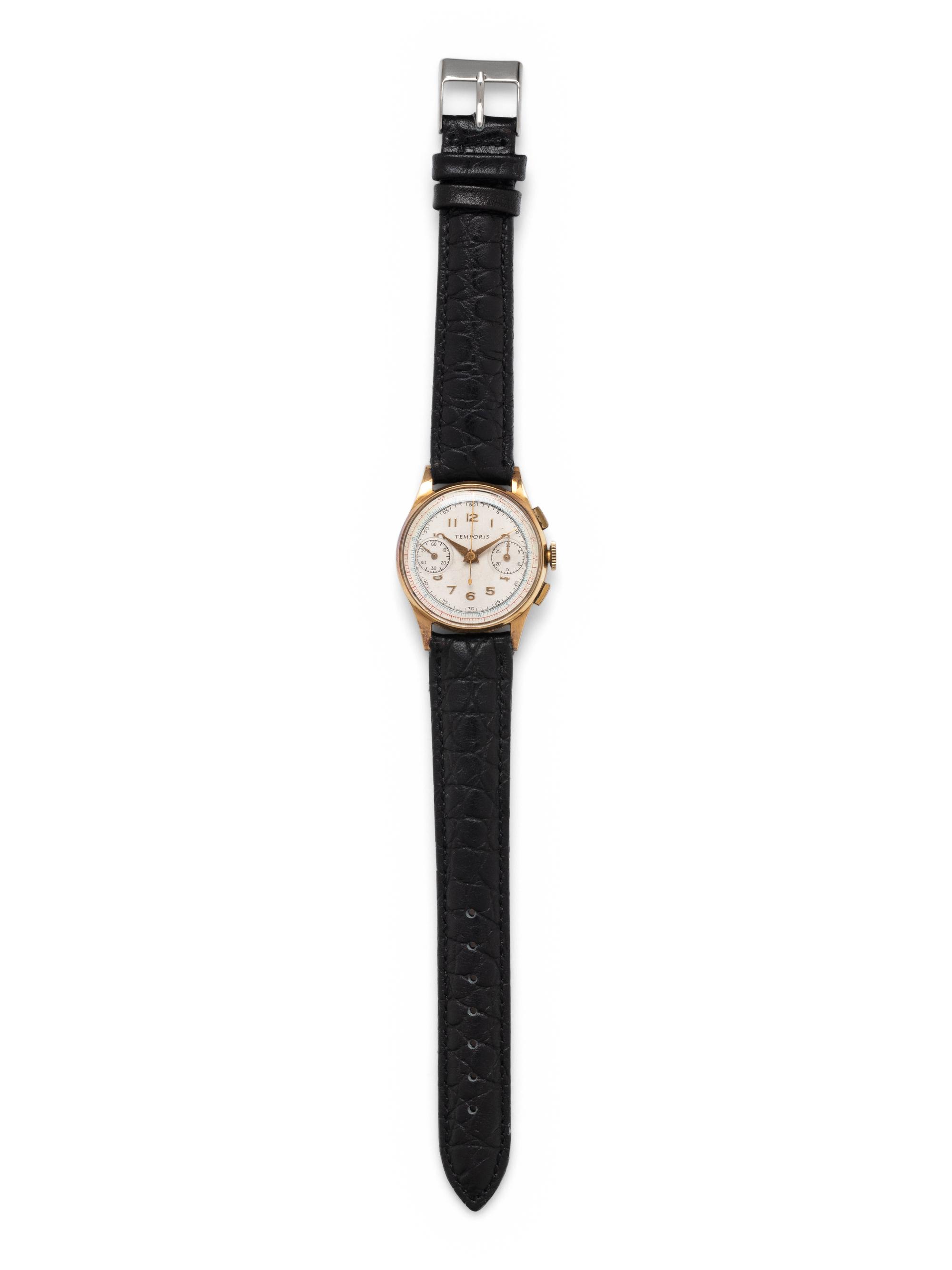 TEMPORIS, VINTAGE, 18K YELLOW GOLD CHRONOGRAPH WRISTWATCH