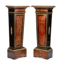 A Pair of Napoleon III Gilt Bronze Mounted Boulle Marquetry Pedestals