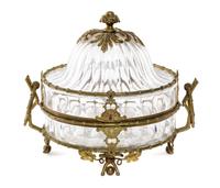A French Gilt Bronze Mounted Cut Glass Casket Diameter 12 1/4 inches. — 19TH CENTURY