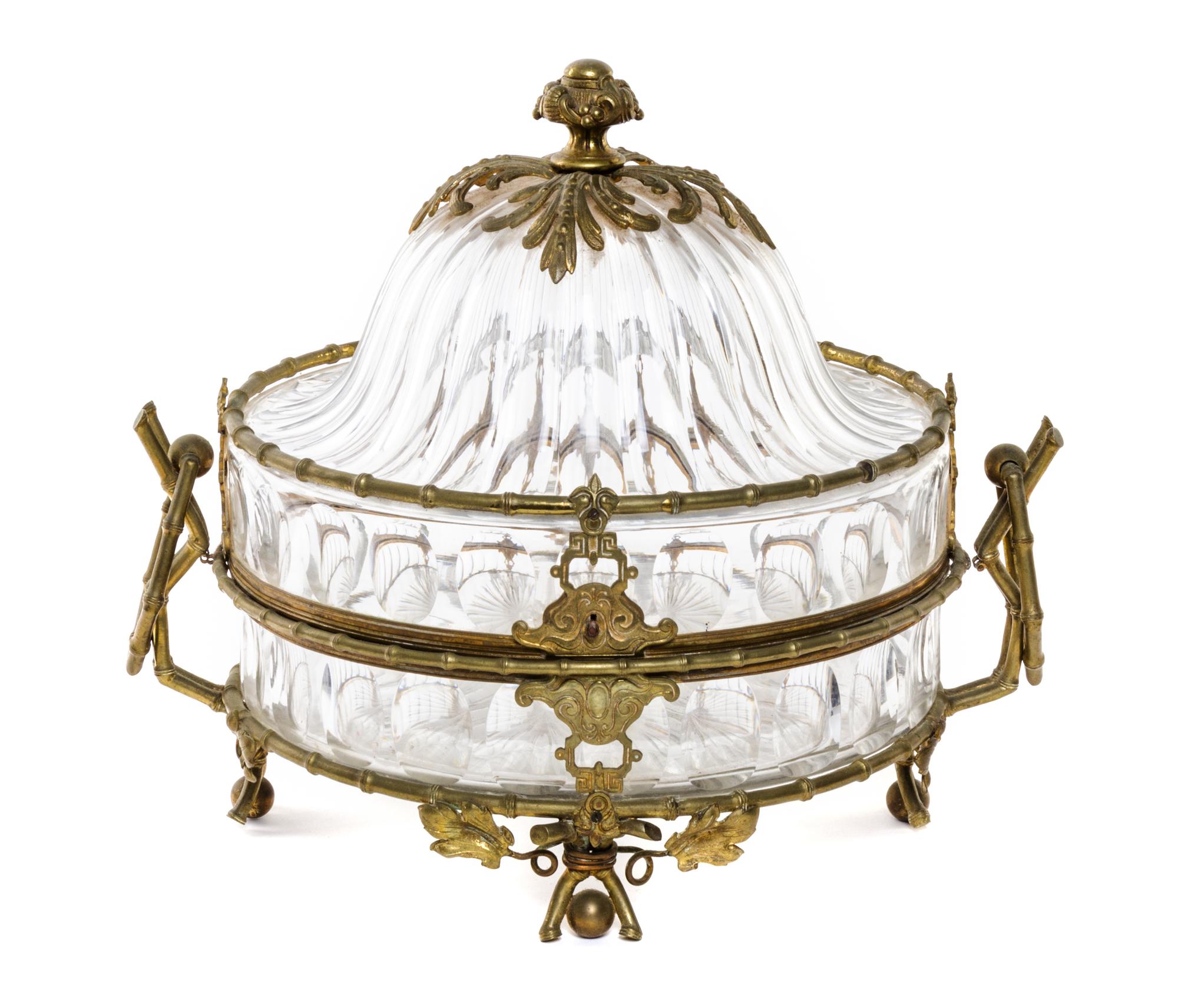 A French Gilt Bronze Mounted Cut Glass Casket Diameter 12 1/4 inches. — 19TH CENTURY