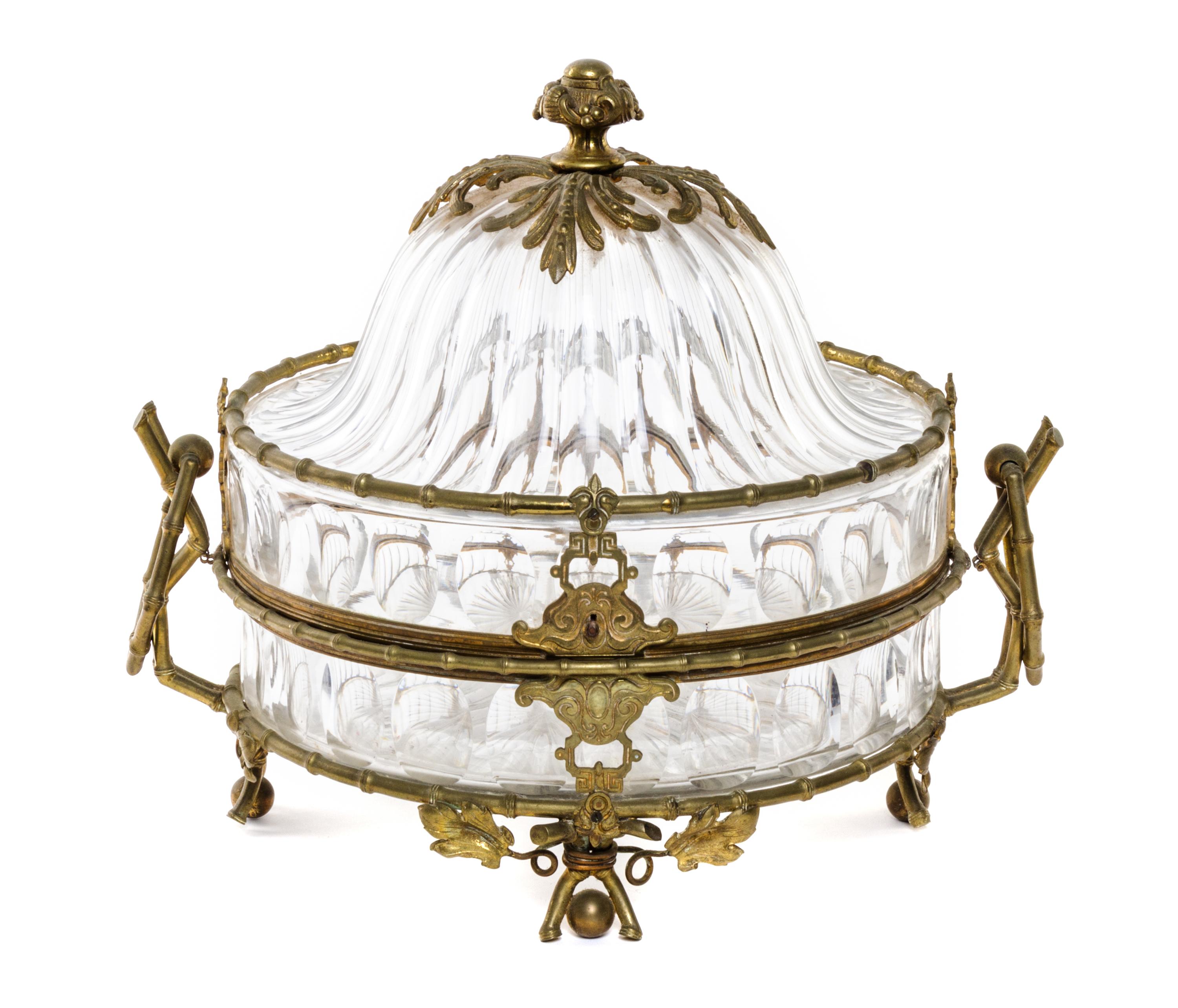 A French Gilt Bronze Mounted Cut Glass Casket Diameter 12 1/4 inches. — 19TH CENTURY
