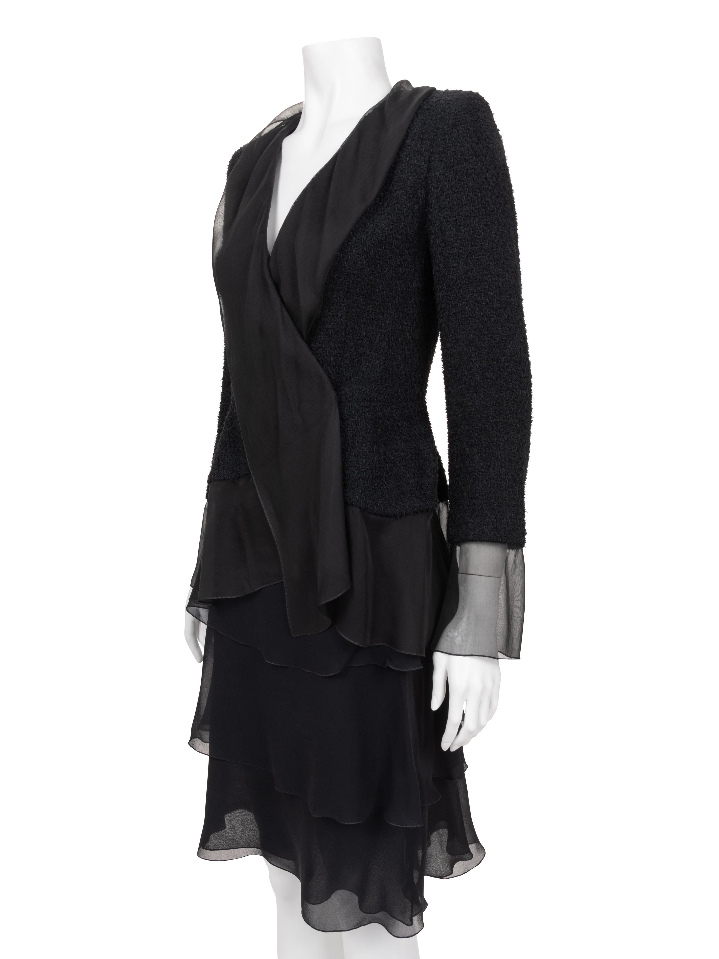 Chanel Tweed Jacket and Ruffled Skirt Ensemble, 2000
