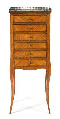 A Louis XVI Style Commode, Height 38 x width 14 1/2 x depth 11 inches.