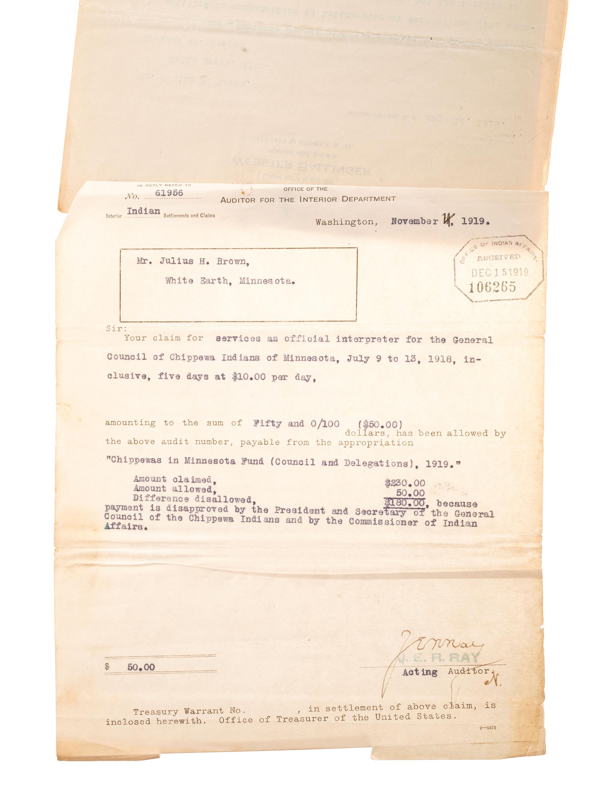 [NATIVE AMERICANS]. A group of documents related to the Sioux, Chippewa, and Cherokee Indians, ca first quarter 20th century.