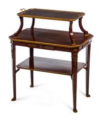 An Empire Style Gilt Bronze Mounted Mahogany Three-Tier Tray Table
