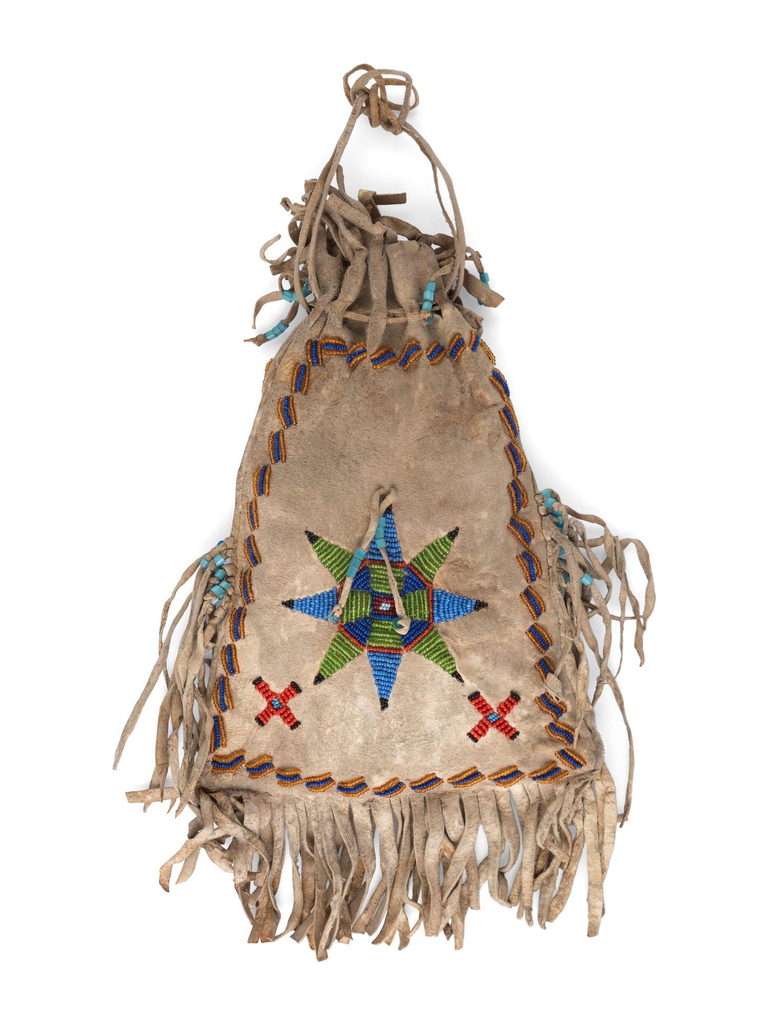 Apache Beaded Hide Bag