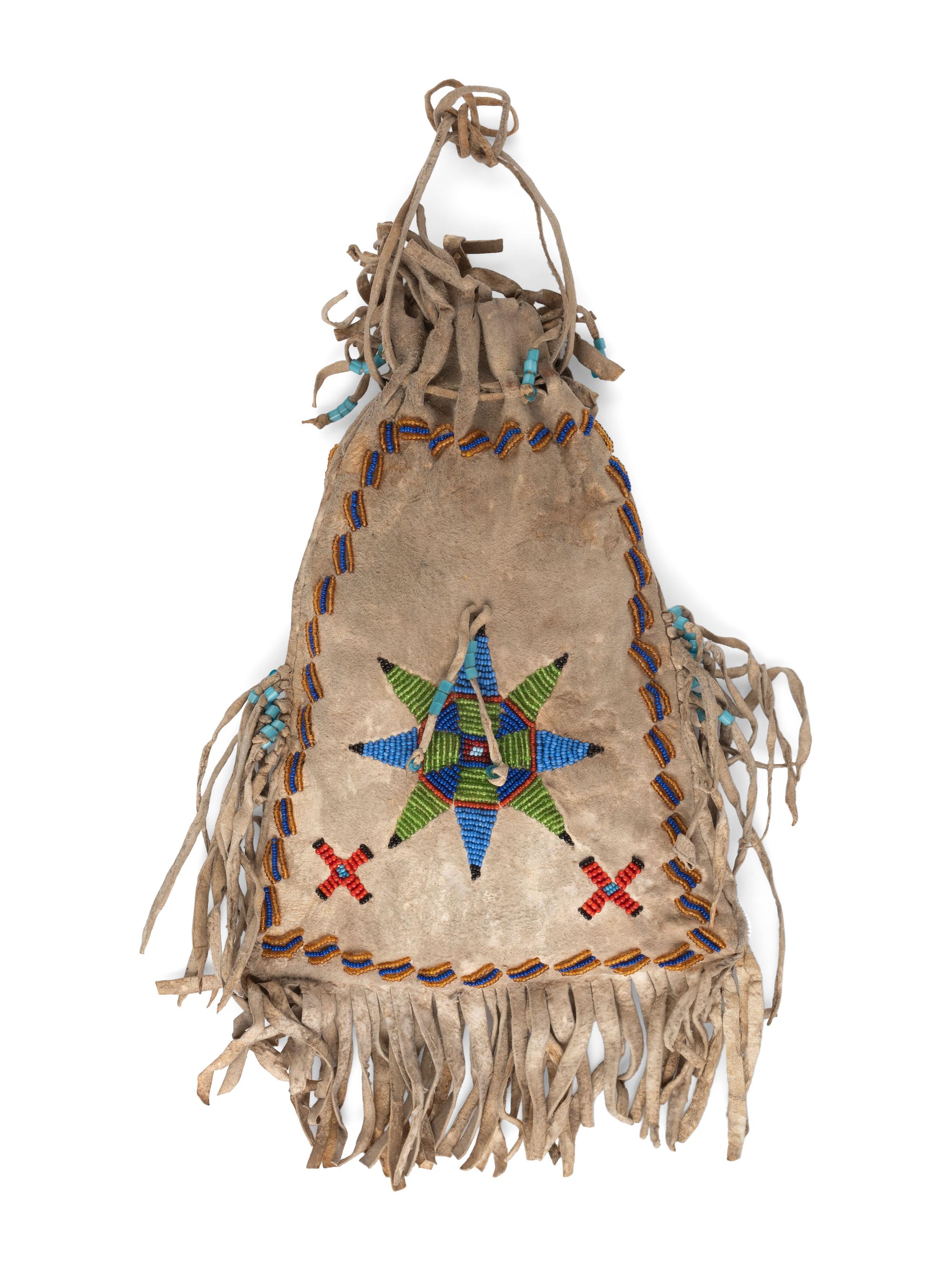 Apache Beaded Hide Bag