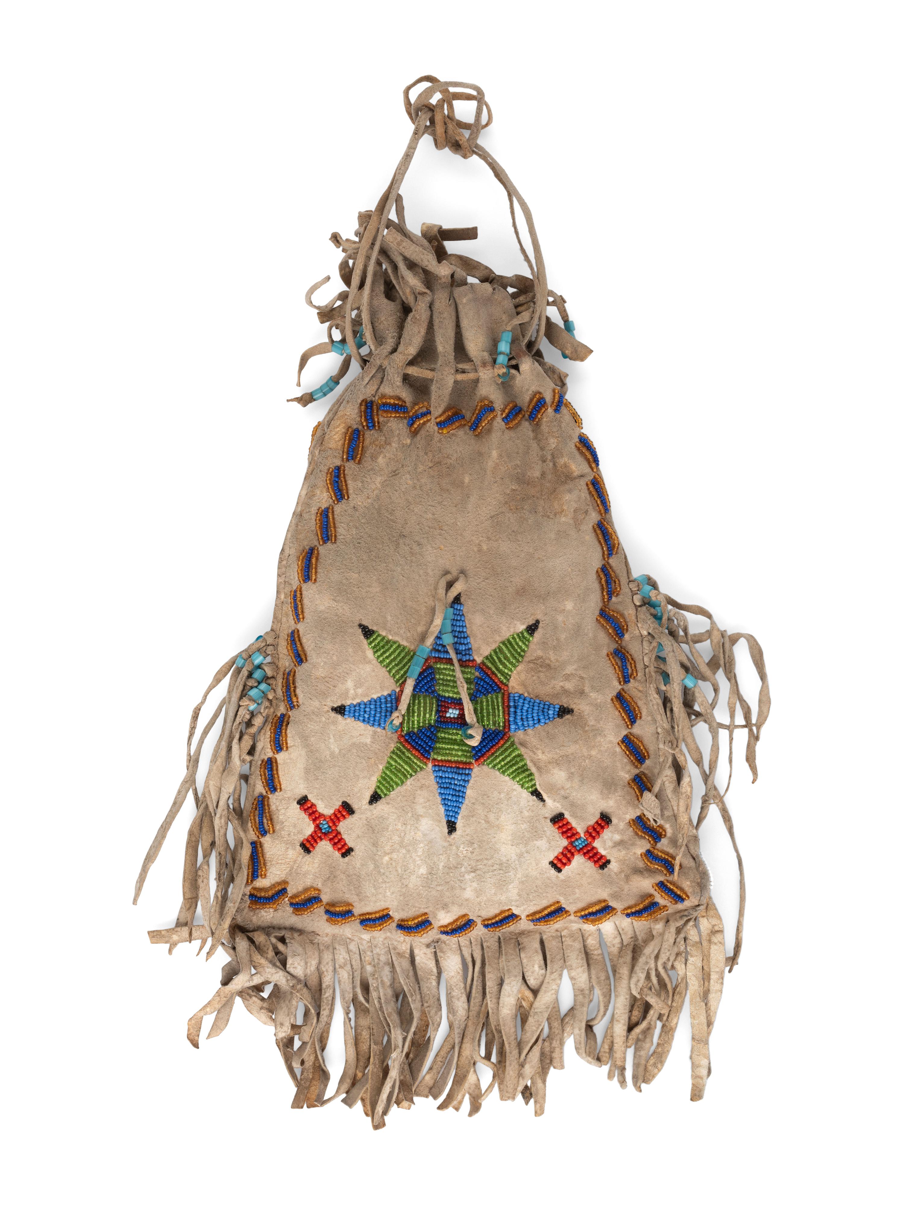 Apache Beaded Hide Bag