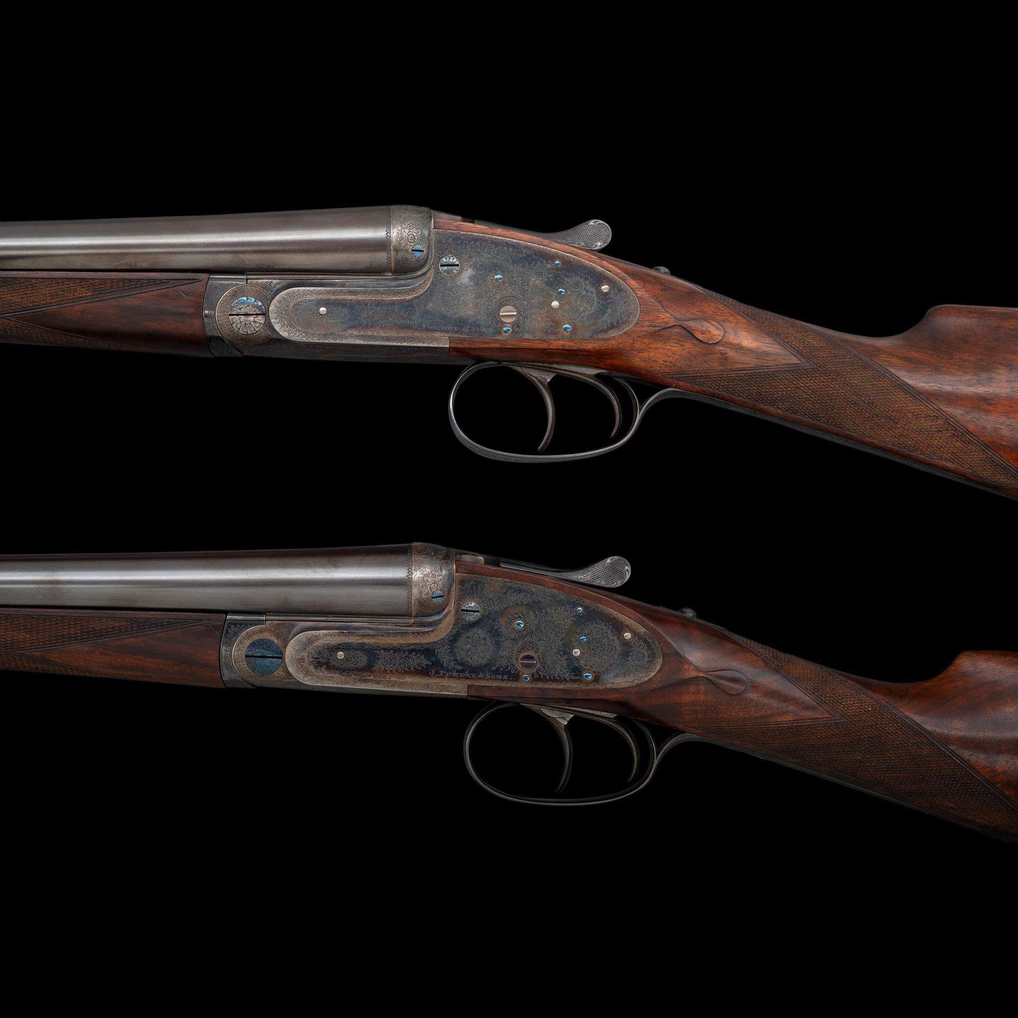 **A Pair of Consecutively Numbered James Purdey & Sons 20 Bore SxS Hammerless Shotguns Made for the Spanish Marquis de Villabragima, in Original Motor Case with Accessories