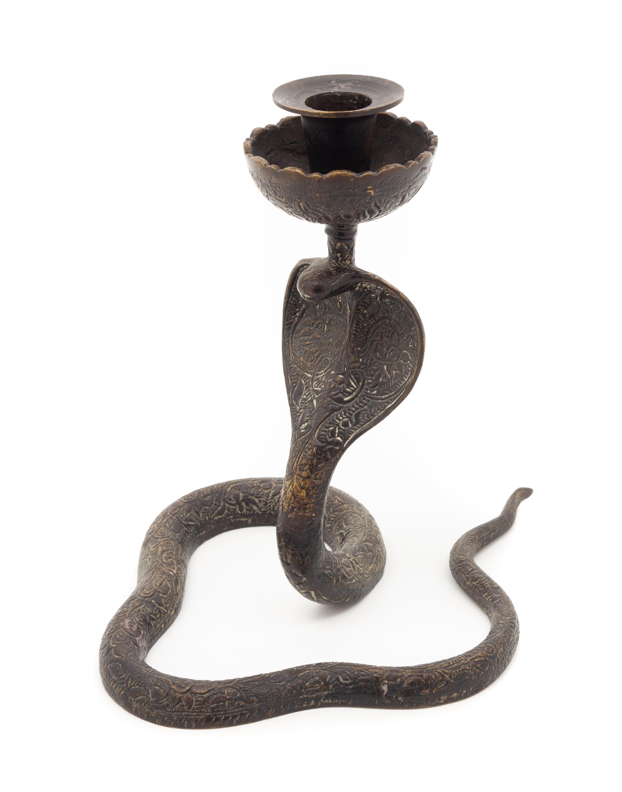 A Cast Metal Cobra Candlestick Height 8 inches. — 19TH/20TH CENTURY