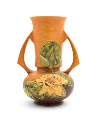 A Roseville Waterlilly Pottery Vase Height 12 1/4 inches.